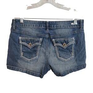 Jade Jeans Womens 12 Medium Wash Distressed Thick Stitch Denim Micro Shorts Y2K